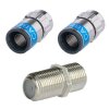 2x F-Stecker 6.5mm bis 7.2mm Cabelcon F-56 5.1 Self Install Nitin + 1x F-Verbinder Sat Kupplung Buchse / Buchse