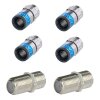 4x F-Stecker 6.5mm bis 7.2mm Cabelcon F-56 5.1 Self Install Nitin + 2x F-Verbinder Sat Kupplung Buchse / Buchse